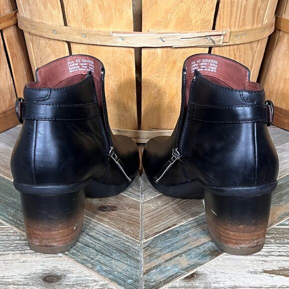 Dansko Perry Burnished Black Leather Waterproof Zip Up Ankle Booties Women EU 40 - Picture 9 of 13